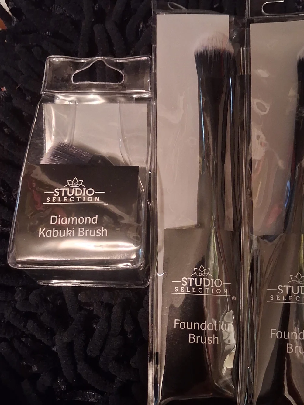 Studio Selection Foundation & Diamond Kabuki Brush Set - Black Handles